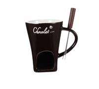 Tasse à fondue - Tasse à café - Pour anniversaire de mariage - Chauffe-beurre - 130 ml - Marron - 11 x 8,3 cm