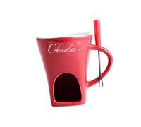 Tasse à fondue - Tasse à café - Pour anniversaire de mariage - Chauffe-beurre - 130 ml - Rouge - 11 x 8,3 cm