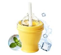 Tasse à Glace Pliable - Silicone 250ml 12.5x15.9cm | Silicone ce Maker- Avec Paille Et Couvercle, Moule à Glace Anti-Fuite, Facile à Démouler, Utilisation Dans La Gymnastique à Domicile | Tasse