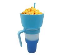 Tasse à goûter et boisson 2 en 1 avec bol à collation et paille, bouteille d'eau étanche pour adultes, boissons, voyages, voyages, événements sportifs, soirées cinéma à la plage