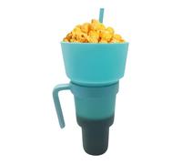 Tasse à goûter et boisson 2 en 1 avec bol à collation et paille, bouteille d'eau étanche pour adultes, boissons, voyages, voyages, événements sportifs, soirées cinéma à la plage