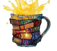 Tasse à jus avec poignée, 15 x 13 x 11 cm, tasse à jus de fruits avec poignée, pour la cuisine, les études, la lecture, pour collection de librairie, lieu de travail à domicile, présentation à