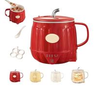 Tasse à lait chauffante électrique multifonction, 2025 nouvelle tasse chauffante électrique multifonction 3 en 1 de 600 ml, chauffe-lait automatique portable, for des repas rapides à la maison.(Red)