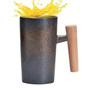 Tasse à lait en céramique - Gobelet de 220 ml, poignée en bois élégante, style minimaliste résistant à la chaleur, support de boisson lisse | Pour cafetière, cérémonie du thé, restaurant, voyage