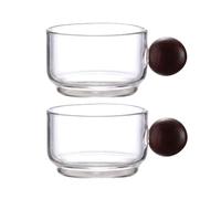 Tasse à lait en verre borosilicate avec poignée bois (60-150 ml), motif bec d'aigle, for latte art, expresso, café Services de traiteur(6.5 * 4cm)