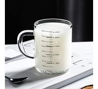 Tasse à Lait en Verre Gobelet Enfant Tasse d'Apprentissage avec Graduation Verre Doseur Tasse d'eau Transparent Résistant à la Chaleur Micro-Ondes Tasse à Thé Expresso Cappuccino Tasse Verre
