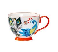 Tasse à lait japonaise en céramique peinte à la main vintage 480 ml - Four à micro-ondes - Peut être utilisé pour créer une tasse à gruau personnalisée de grande capacité - Boîte de couleur bleu paon
