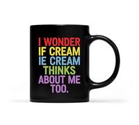 Tasse À Lait Je Me Demande Si La Crème Glacée Pense Aussi À Moi (Vintage) Rétro Tasses À Café En Céramique Minimaliste Tasses À Café Pour Ami Femme Latte