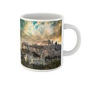 Tasse À Lait Le Parthénon Bleu De L'Acropole D'Athènes Sous Un Ciel De Coucher De Soleil Spectaculaire Moderne Mug Décoratifs Mugs À Café Pour Bureau Lait Latte