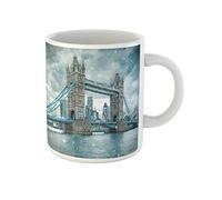 Tasse À Lait Le Tower Bridge Bleu À Londres, Au Royaume-Uni, Pendant Une Tempête De Neige Idée Mug À Café En Céramique Décoratifs Coffee Mugs Pour Bureau Lait Collègue
