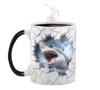Tasse à lait multifonction en forme de requin à changement de couleur, tasse à eau à motif poisson de mer, tasse à café magique en céramique, tasses sensibles à la chaleur pour l'eau