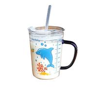 Tasse à Lait pour Enfants Avec Paille - Verre pour Petit-Déjeuner Créatif Mignon, à Boire Drôle Avec Motifs Colorés - Jus de Fruits pour Tout-Petits