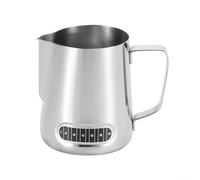 Tasse à latte en acier inoxydable avec affichage de la température, pour la précision du bec d'aigle et des marques de mesure, poignée ergonomique pour brassage de barista, argenté (350 ml, 304)