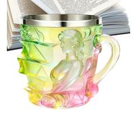 Tasse à livre - Tasse empilable en forme de livre - 50 ml - Tasse originale avec design féminin - Tasse 3D peinte à la main avec anse - Pour femmes, écrivains, lecteurs, amoureux, Noël