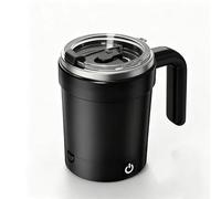 Tasse À Mélange Automatique avec Paille en Acier Inoxydable Café Magnétique Amovible de Grande Capacité 380 Ml Affichage la Température LCD pour Thé Au Lait Chocolat Ch black