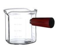 Tasse à mesurer à l'espresso, 120 ml / 4, 1 oz en verre coups de feu expresso avec poignée en bois et bec doubles, accessoires de bar café résistants la chaleur pour la maison, boutique