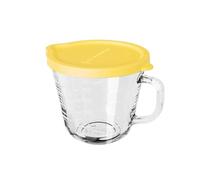 Tasse À Mesurer Avec Couvercle, Ssfety Durable Transparent Gobelet En Verre Avec Poignée Large Bol De Cuisson for Four À Micro-ondes De Cuisine(Jaune)
