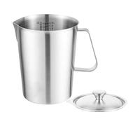 Tasse à mesurer, cruche à lait en acier inoxydable 2L avec marque de mesure et couvercle, cruche à café en métal, 18,3x14,4 cm, facile à utiliser, portable pour les cuisines à domicile