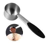 Tasse à mesurer de 1/8 tasse, 1 cuillère à mesurer en acier inoxydable, petite cuillère à mesurer pour café, petite cuillère à mesurer en métal avec poignée en silicone noir