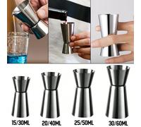 Tasse à mesurer en acier inoxydable, Shaker à Cocktail, mitigeur à chevilles, Jigger, boisson à double injection, capacité d'alcool, bouteille à secouer, outil de Bar de fête S and M 2pcs