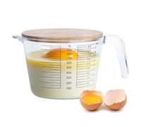 Tasse à mesurer en verre de 1000 ml ou cuisson précise, récipient passe au micro-ondes avec couvercle et balance idéale pour les aliments, les liquides, la maison, la cuisine, l'appartement, le