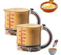 Tasse à mesurer réglable 4 en 1 tout-en-un - 1/4, 1/3, 1/2, 1 avec base réglable qui se soulève complètement, base d'étanchéité de style grattoir et design facile à nettoyer (2 pièces)