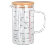 Tasse à mesurer Tyenaza en verre borosilicate, bec en V, graduation transparente, prise en main confortable, pour eau, vin, lait, café et alcool (600 ml)