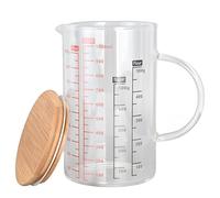 Tasse à mesurer Tyenaza en verre borosilicate, bec en V, graduation transparente, prise en main confortable, pour eau, vin, lait, café et alcool (1000 ml)