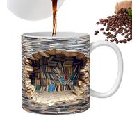 Tasse à motif 2D plat 350 ml | Tasse fantaisie en céramique pour femme, lectrice, club de livre, de bibliothèque, anniversaire, bar, latte, cuisine, Noël, amateurs d'eau