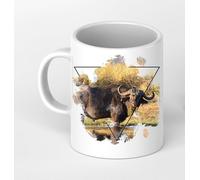 Tasse à motif buffle d'eau calme de 300 ml, en céramique blanche, merveilleuse idée de cadeau ou votre nouvelle tasse préférée.