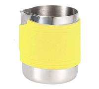 Tasse à Mousse de Lait en Acier Inoxydable Isolée avec Manchon en Silicone, Parfaite pour la Fabrication de Latte, Bureau, café, café, 350 ML, Noir (Yellow)