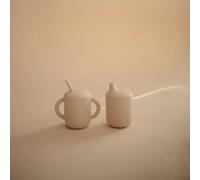 Mushie - Tasse d'apprentissage en silicone avec paille - 175 ml, 6+ mois, anti-fuite - Shifting Sand