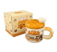 Tasse à pain mignonne en céramique de 420 ml avec couvercle cuillère exquis ustensiles de boisson - van chaton