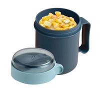 Tasse à petit-déjeuner - Tasse à céréales portable, gobelet à soupe avec couvercle, tasses à petit-déjeuner avec couvercle et cuillère, bols à céréales, cuillères pliables pour l'école, le bureau
