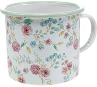 Tasse à plantes roses émail Tasse décorative blanche avec anse Ø9,5cm Nostalgie Vintage Pot de fleurs