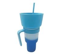 Tasse à popcorn 2 en 1 avec paille, bouteille d'eau réutilisable pour la maison, les voyages, la plage, les sports de plein air, les événements scolaires, les voyages en voiture