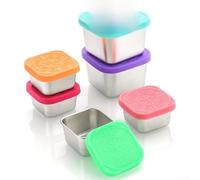 Tasse à sauce carrée en acier inoxydable avec couvercle en silicone, passe au lave-vaisselle, pour trempettes, sauces et condiments - Design minimaliste moderne - 12 x 7 x 7 cm (combinaison 1)