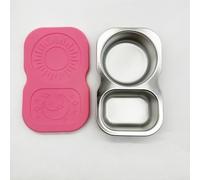 Tasse à sauce en acier inoxydable anti-fuite avec deux compartiments et couvercles en silicone, récipient réutilisable conçu pour garder les aliments frais et éviter les dégâts (rose)