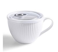 Tasse à soupe en céramique avec couvercle, 1 grand bol à bouillie et à céréales, passe au micro-ondes avec poignées pour ramen, porridge, préparation des repas, petit déjeuner, cadeau idéal pour