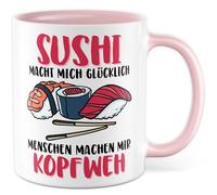 Tasse à sushi cadeau sushi me rend heureux les gens me font mal de tête, tasse à café Japon Asie asiatique repas préféré nourriture de mer, idée cadeau sarcasme humour blague drôle tasse à café