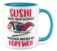 Tasse à sushi cadeau sushi me rend heureux les gens me font mal de tête, tasse à café Japon Asie asiatique repas préféré nourriture de mer, idée cadeau sarcasme humour blague drôle tasse à café