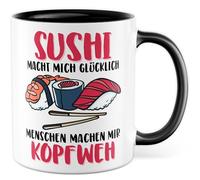 Tasse à sushi cadeau sushi me rend heureux les gens me font mal de tête, tasse à café Japon Asie asiatique repas préféré nourriture de mer, idée cadeau sarcasme humour blague drôle tasse à café