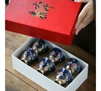 Tasse à thé avec Contour doré, Coffret Cadeau créatif de 6 Tasses de maître de Kung Fu Chinois, Accessoires de thé Uniques et élégants (Coffret Cadeau B 6 Tasse
