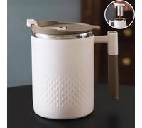 Tasse à Thé avec Infuseur Mug Isotherme avec Poignée Tasse Thermos Café Tisaniere avec Filtre et Couvercle 450ml, Acier Inoxydable 304, Plastique PP Gobelet Thermos (Beige)