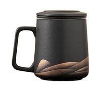 Tasse à thé avec infuseur, tasse avec infuseur à thé | Tasse à thé en céramique mate de 360 ml,Bouilloire à thé avec filtre en émail noir peint à la main pour hommes et femmes amateurs de thé, usage