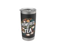 Tasse à thé avec inscription « Powered By Tea Leaf » Gobelet isotherme en acier inoxydable double paroi
