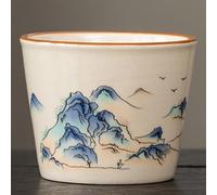 Tasse à thé beige Ru Kiln - Plante traditionnelle chinoise - Tasse à café en céramique peinte à la main - Bol à thé domestique - Tasse à thé - Tasse de méditation