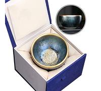 Tasse à thé, bol à thé japonais pour ménage doré, tasse à thé de grande capacité de 120 ml, tasse de Kung Fu de grande capacité, tasse créative à changement de four, emballage cadeau (couleur : bleu