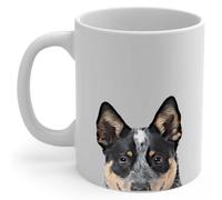 Tasse À Thé Bouvier Australien Blue Heeler Curieux Qui Jette Un Coup D'Œil Dehors Minimaliste Mug Colorées Mugs Café Pour Bureau Fête Homme