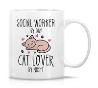 Tasse À Thé Cadeau pour assistante sociale amoureuse des chats | Tasse en céramique durable Tasse À Café céramique Tasse amusante pour Anniversaire, Noël, Bureau, 330ml